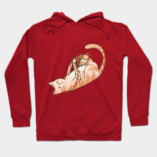 Wrapped in Christmas Lights - Light Red Cat Hoodie